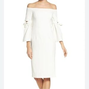 Bardot Ivory Tie Sleeve Sheath Dress